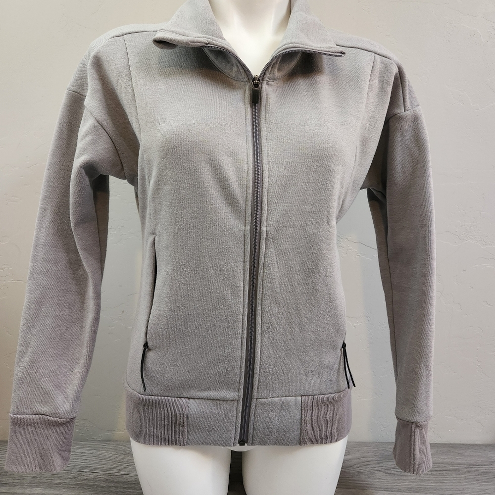 Lucy Gray Sweater Zip UP Pockets Thick XS Sporty‎ High Neck Athletic Running
